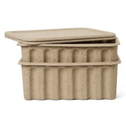 2 Cajas de almacenaje de cartón con tapa Ferm, marrón