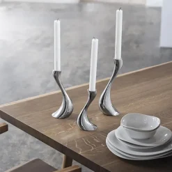 3 Candelabros Cobra, acero inoxidable