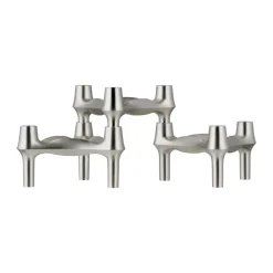 3 Candelabros STOFF BMF, Cromo cepillado