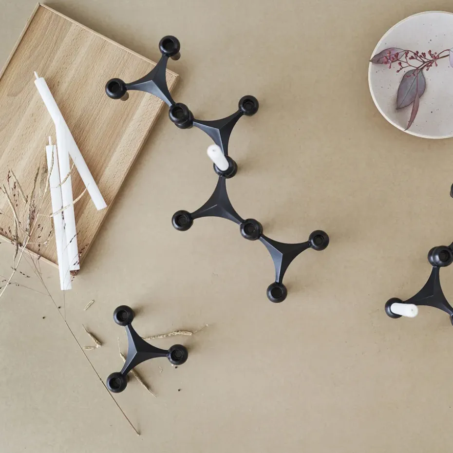 3 Candelabros STOFF Nagel, negro