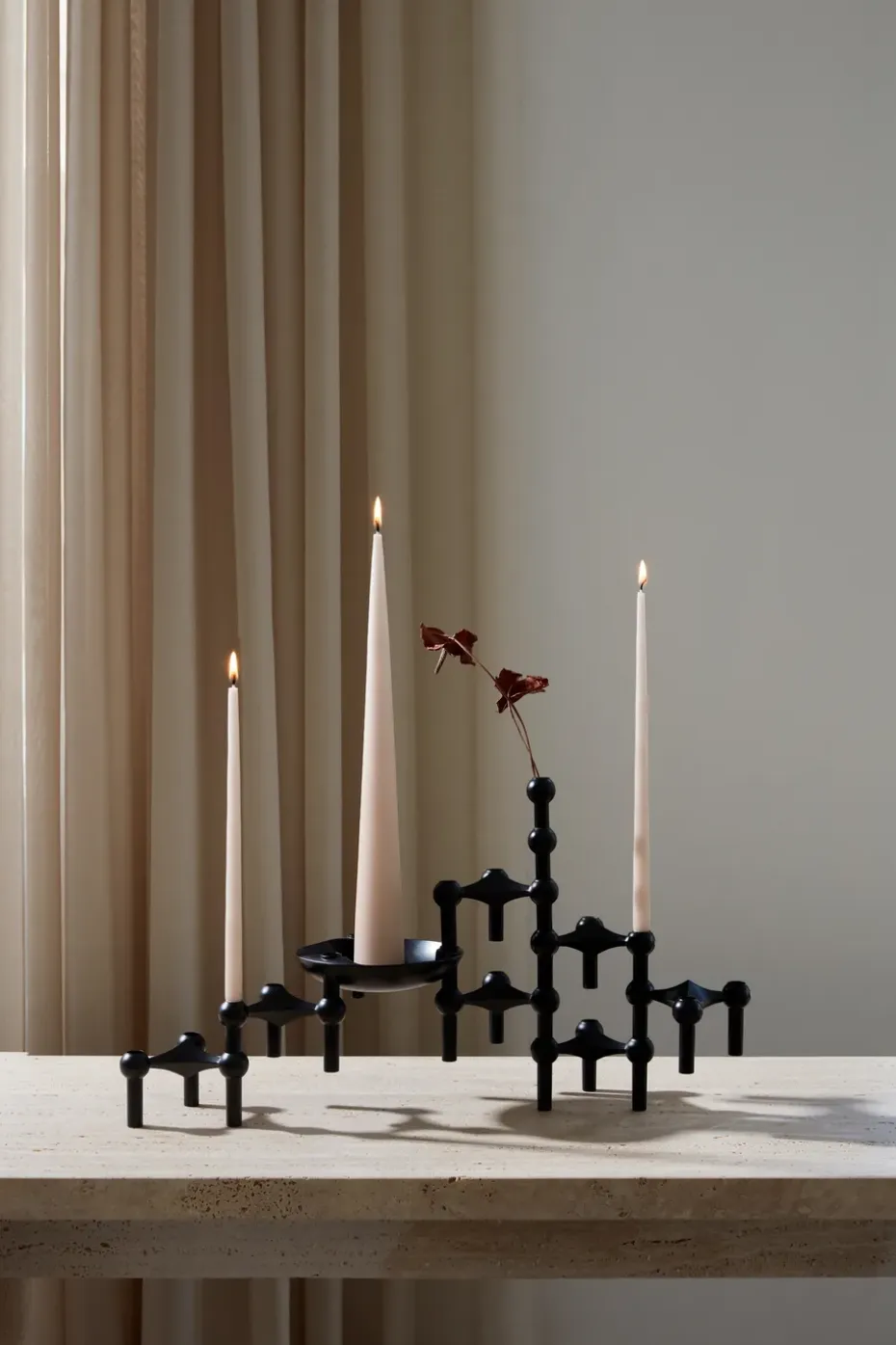 3 Candelabros STOFF Nagel, negro