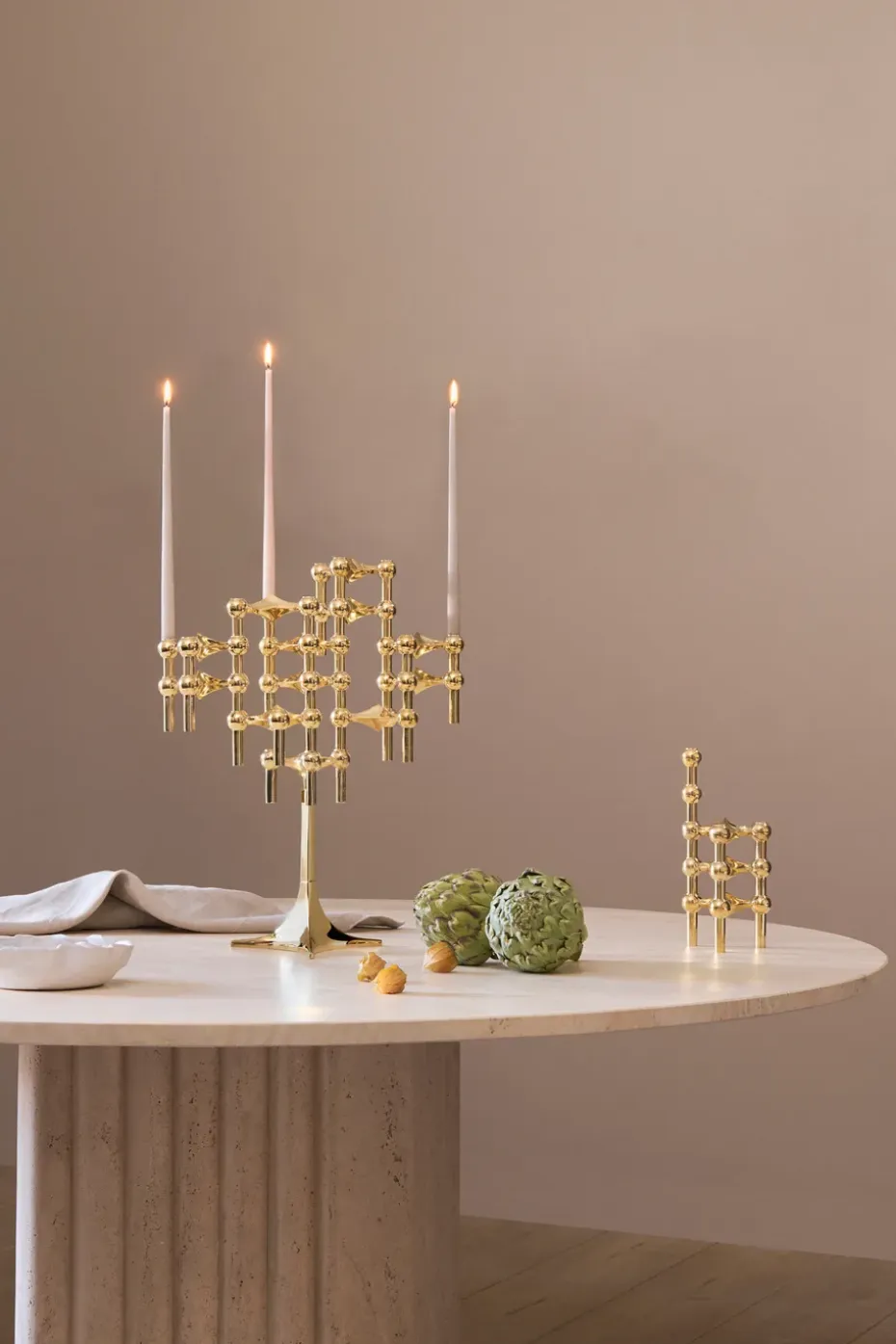 3 Candelabros STOFF Nagel, latón