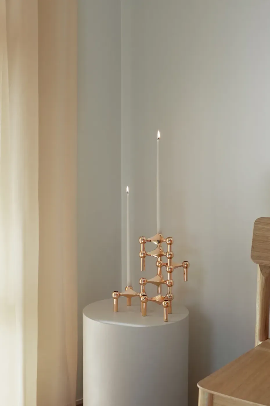 3 Candelabros STOFF Nagel, oro rosa