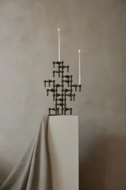 3 Candelabros STOFF Nagel, cromo negro