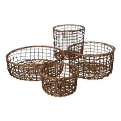 4 Cestas de bambú Ernst, marrón oscuro