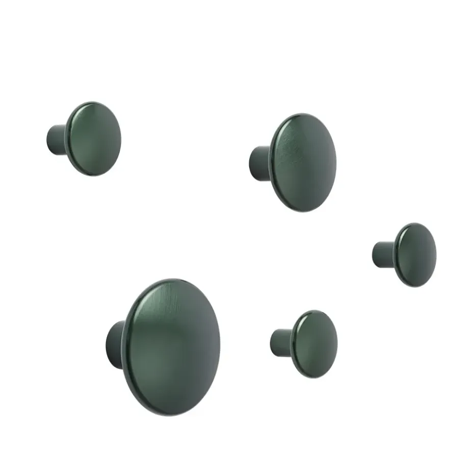 5 Colgadores The Dots, metal, Dark green
