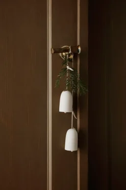 2 Colgantes de navidad Bell klocka Ø4 cm, Off-white