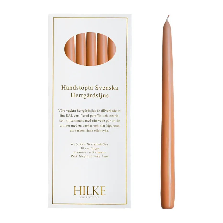 6 Velas Herrgårdsljus 30 cm, Albaricoque
