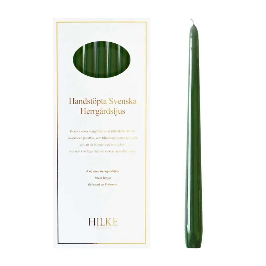6 Velas Herrgårdsljus 30 cm, Verde oscuro