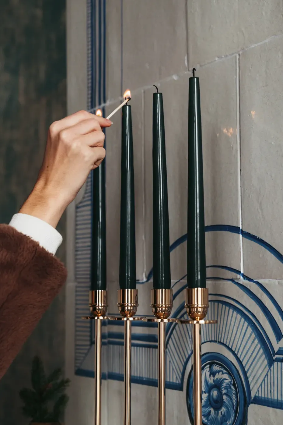 6 Velas Herrgårdsljus 30 cm, Verde oscuro