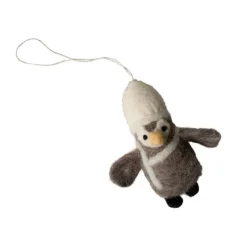 Adorno colgante Hanging penguin, Beige-blanco