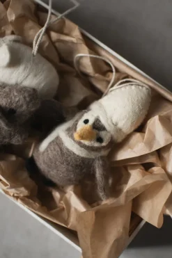 Adorno colgante Hanging penguin, Beige-blanco