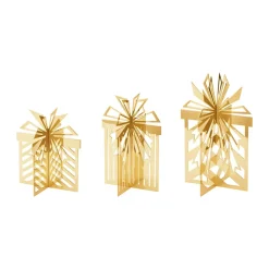 Adorno navideño 2025, regalo de Navidad de 3 piezas, Acero inoxidable chapado en oro