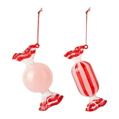 Adorno navideño Candy vidrio 2 piezas, Dusty pink