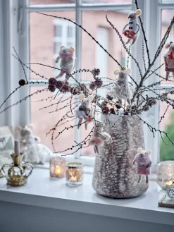 Adorno navideño Peo lana 2 piezas, Marrón