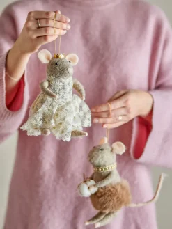 Adorno navideño Peo lana 2 piezas, Marrón, alto