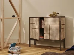 Aparador Air, Roble oscuro, 120x110 cm, con patas