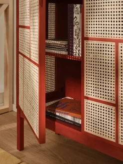 Aparador Air, Rojo, 120x110 cm, con patas