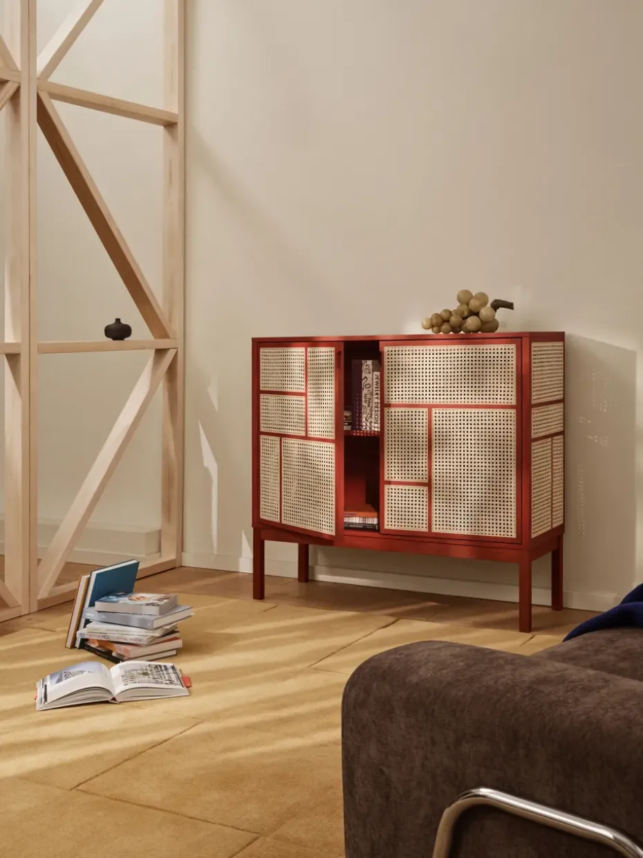 Aparador Air, Rojo, 120x110 cm, con patas