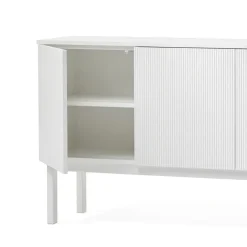 Aparador Beam, Gris claro, base de roble aceitado blanco