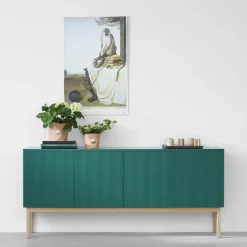 Aparador Beam, Gris claro, base de roble aceitado