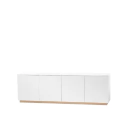 Aparador Beam, Lacado blanco, base de roble aceitado blanco