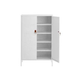 Aparador Francis, Blanco, cuero