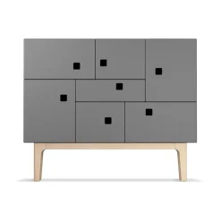 Aparador Peep C1, Slate grey, roble pigmentado blanco