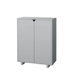 Aparador Vidja, Lacado gris, bajo, puertas cubiertas