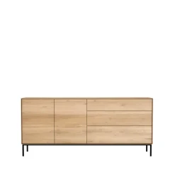 Aparador Whitebird, Roble-metal 2 puertas 3 cajones