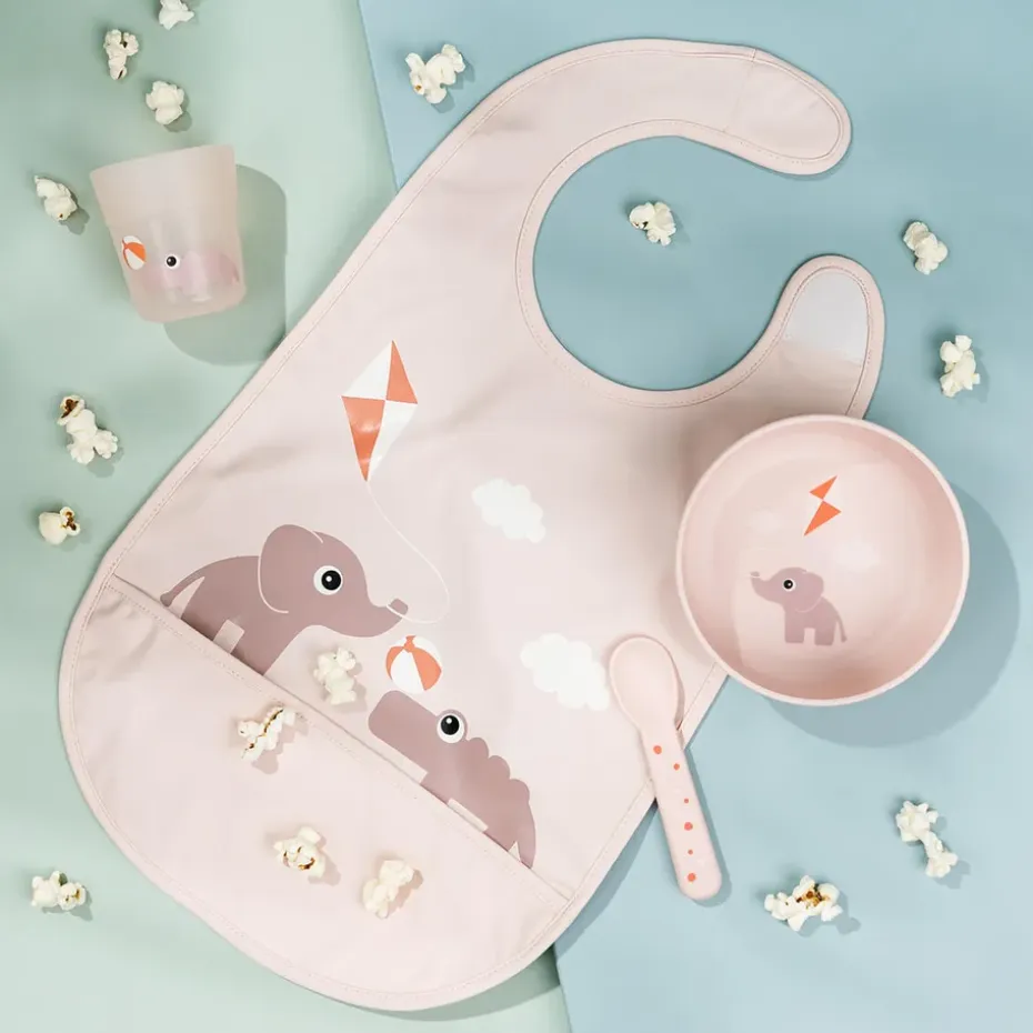 Babero con velcro Playground, Powder