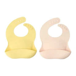 Babero de silicona Silly, 2-pack, Blush-lemon
