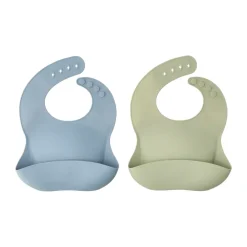 Babero de silicona Silly, 2-pack, Green-blue