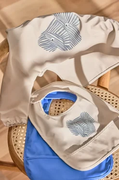 Babero Erik Elefant 2 piezas, Beige-azul