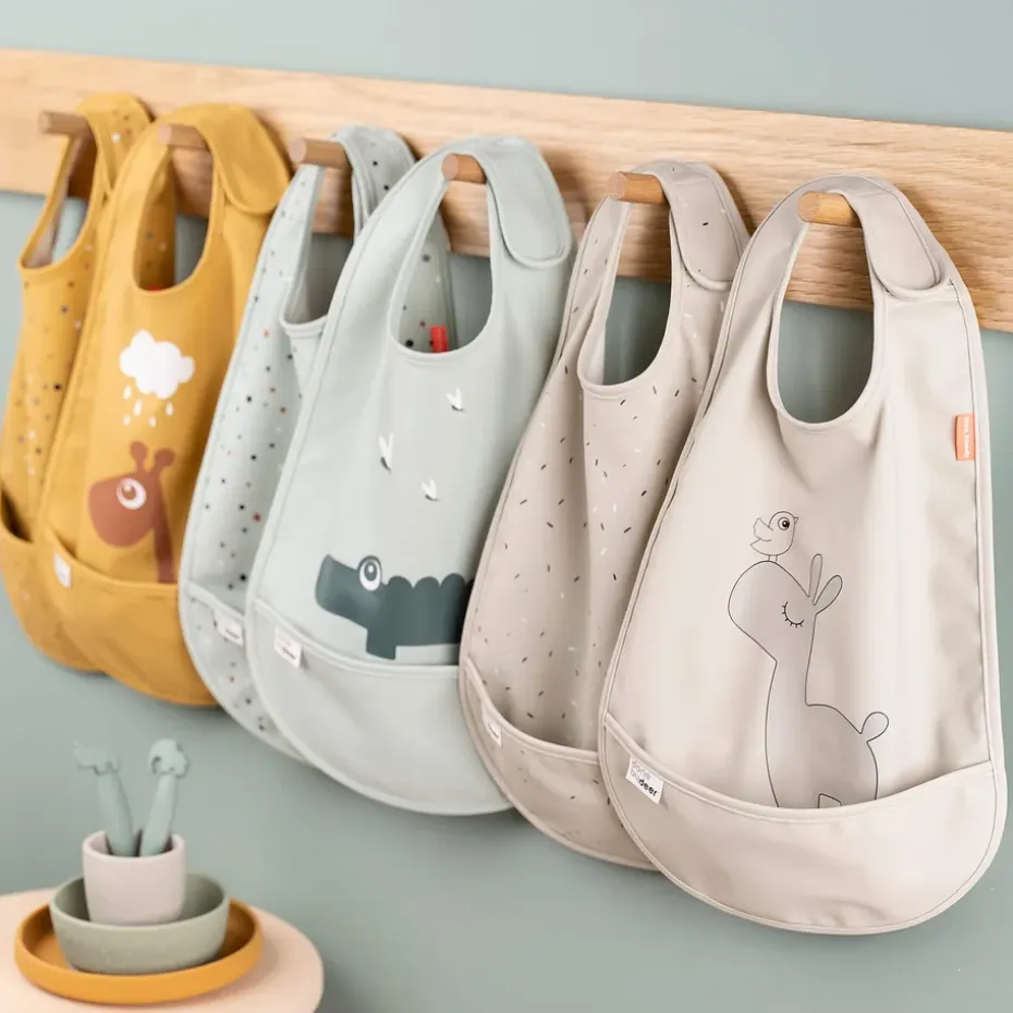 Baberos con velcro Croco 2-pack, Green