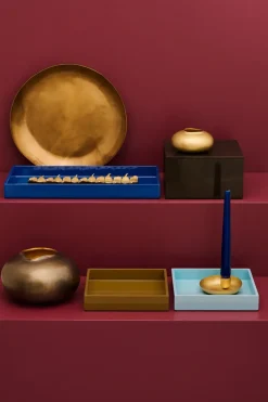 Bandeja decorativa lacada Lux 19x19x3,5 cm, Powder blue