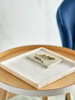 Bandeja decorativa Majsa 35x35 cm, White marble