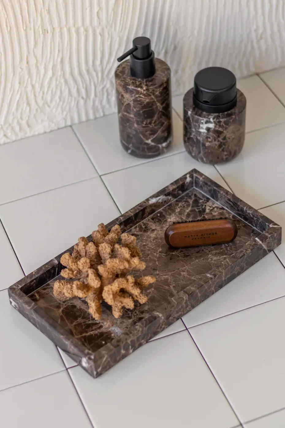 Bandeja decorativa Marble 16x31 cm, Marrón