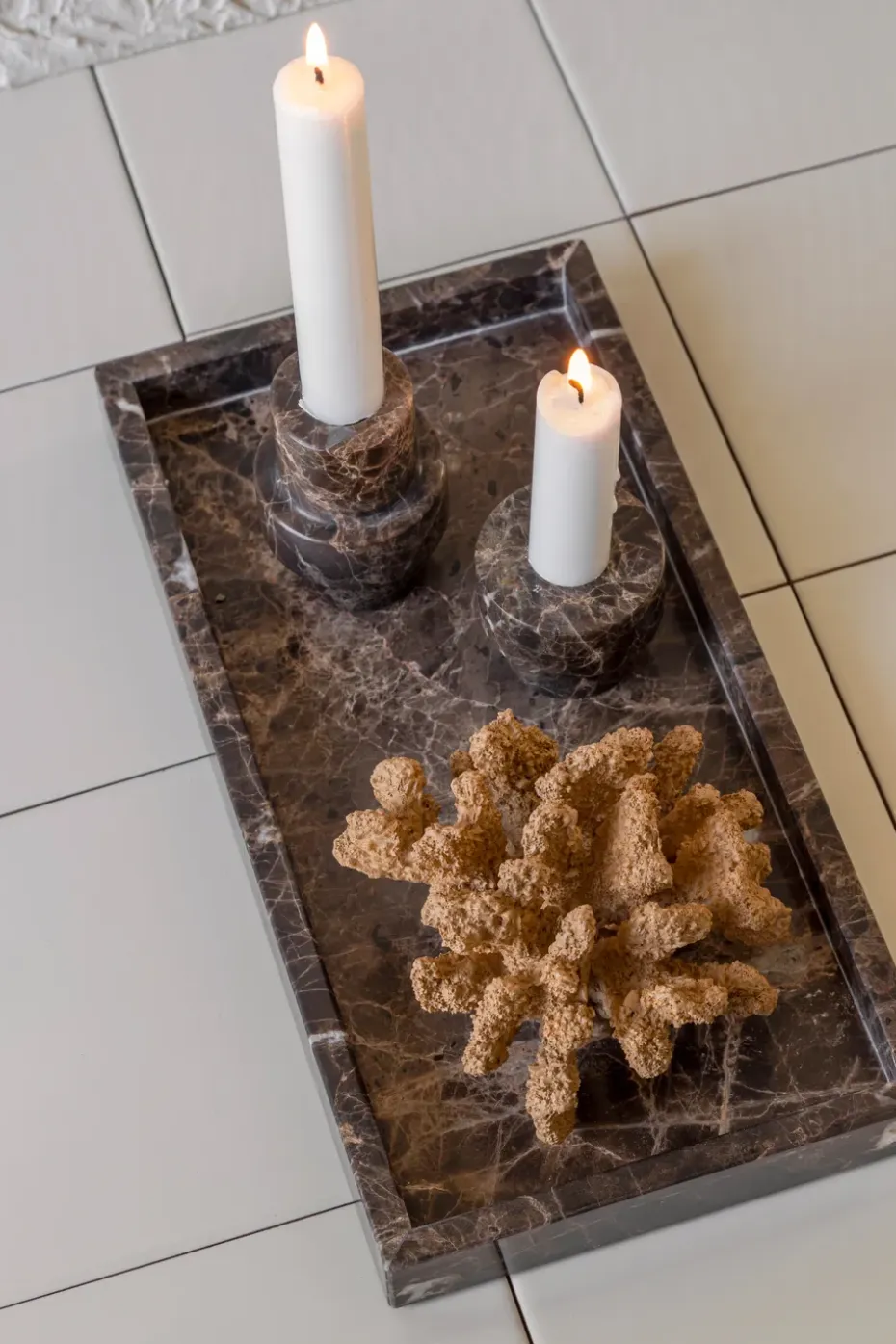 Bandeja decorativa Marble 16x31 cm, Marrón