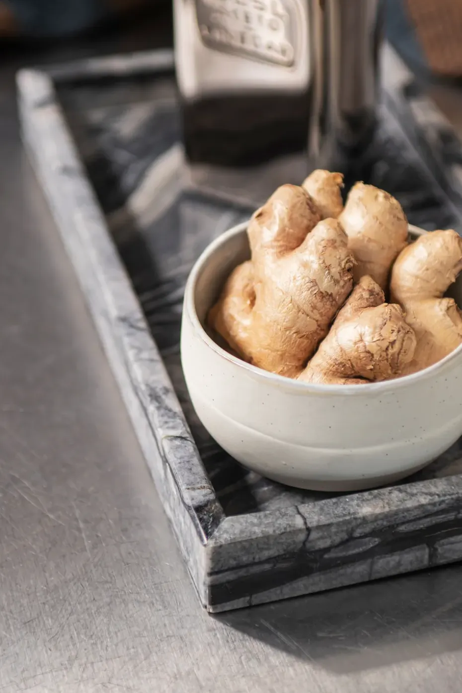 Bandeja decorativa Marble 16x31 cm, Negro-gris