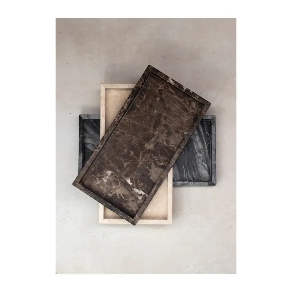 Bandeja decorativa Marble 16x31 cm, Negro-gris