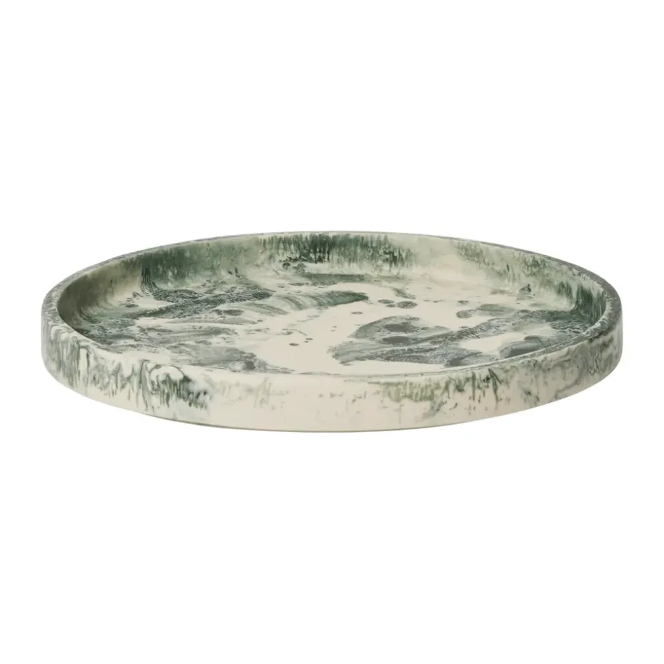 Bandeja decorativa Mist Ø30 cm, Emerald-off-white