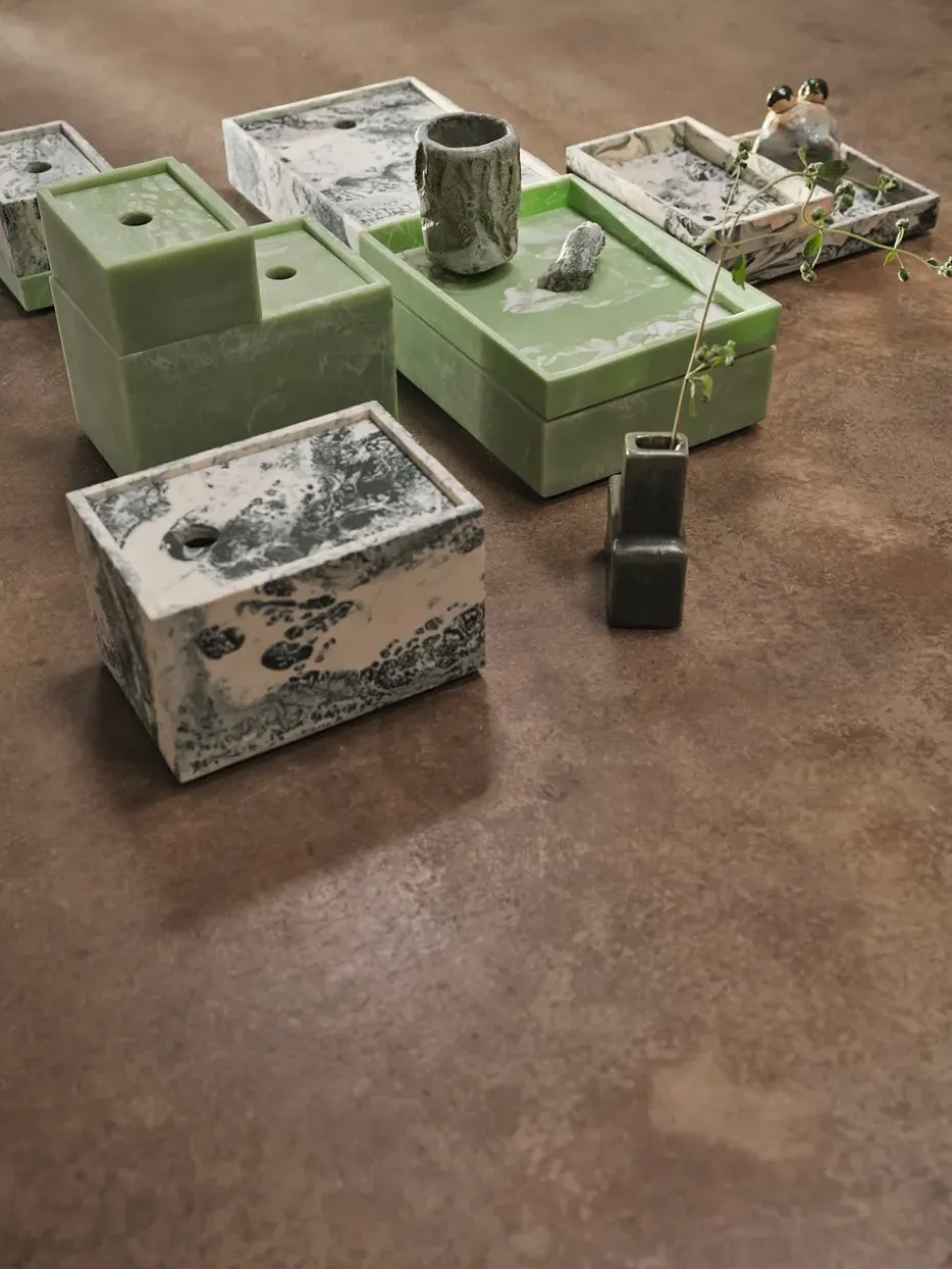 Bandeja decorativa Mist 15x20 cm, Seafoam