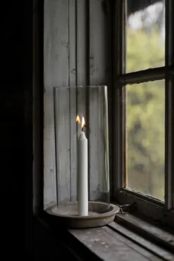 Bandeja Ernst para velas-portavelas incl. cilindro de vidrio 30 cm, Terracota