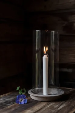 Bandeja Ernst para velas-portavelas incl. cilindro de vidrio 30 cm, Terracota