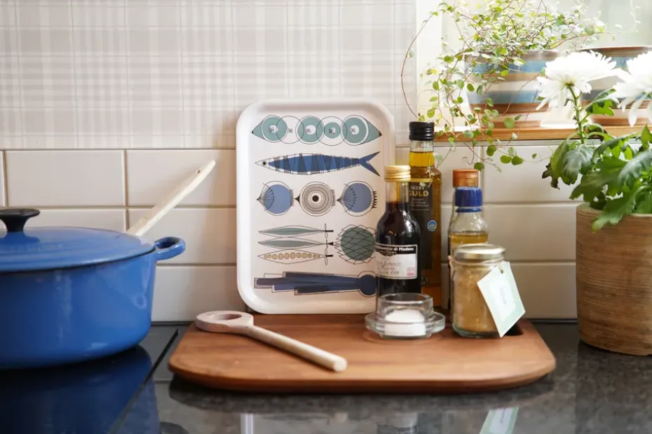 Bandeja Picknick 20x27 cm, Azul-beige