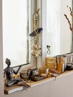 Bandeja Sanga con portavelas 10 piezas, Marrón