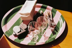 Bandeja Stripe Large Ø65 cm, Butter-burgundy