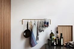 Barra de cocina con 6 ganchos, latón