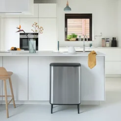 Bo touch bin high 2x30 L, acero cepillado mate